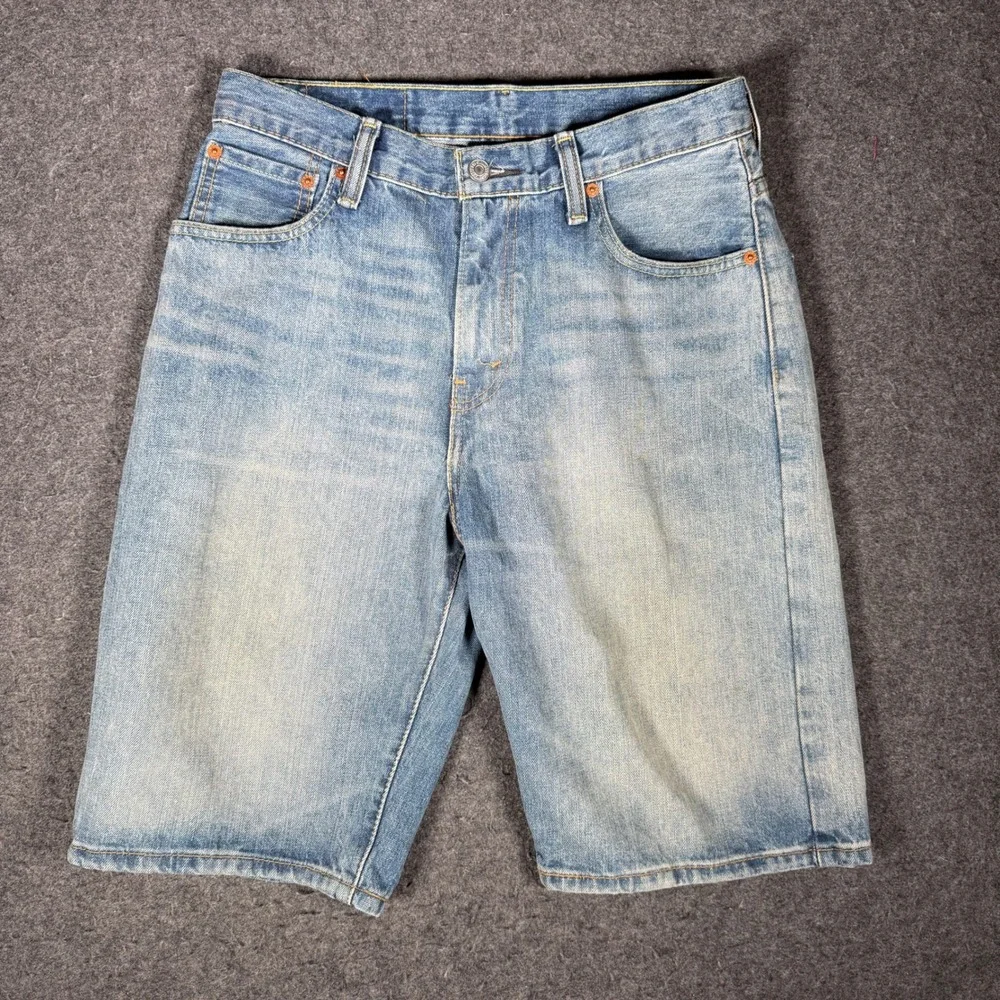 Levis 569 Loose Straight Denim Shorts Mens W30 Light Wash Blue 13303